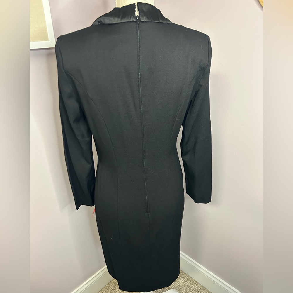 Women’s long sleeve size 8 black one piece dress. Jacket look-but all attached. - Picture 6 of 11